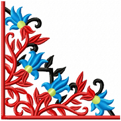 Floral Filigree Corners Embroidery Design 1